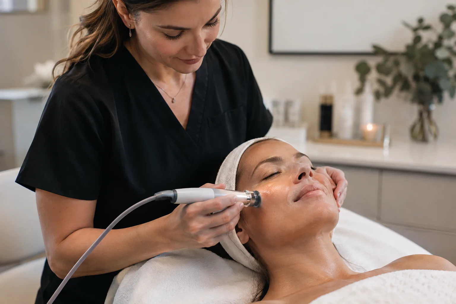 Gentle professional facial treatment at Luma Aesthetics