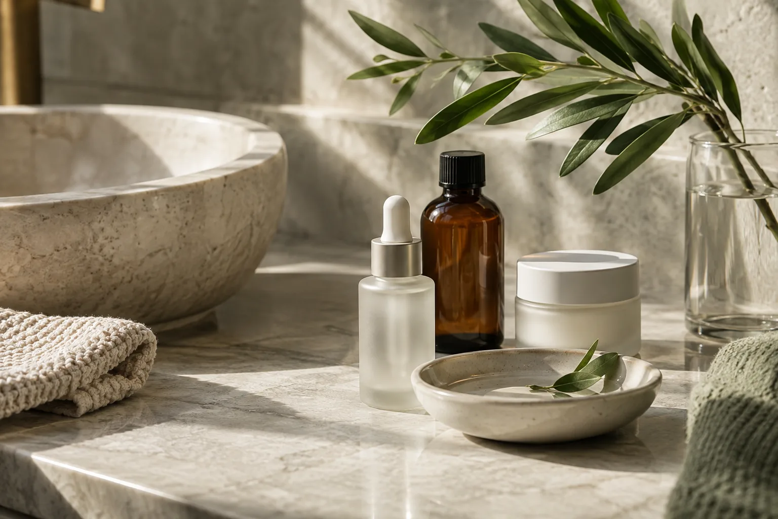Unbranded skincare details in the Luma treatment room