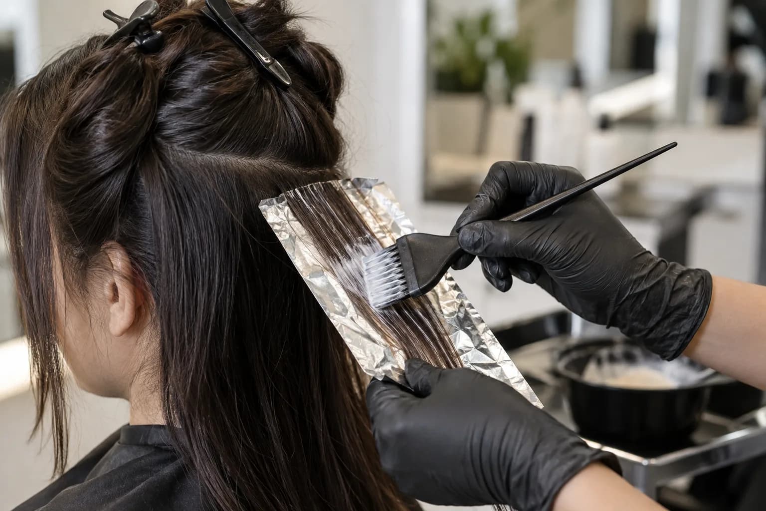 Precise professional hair colour application