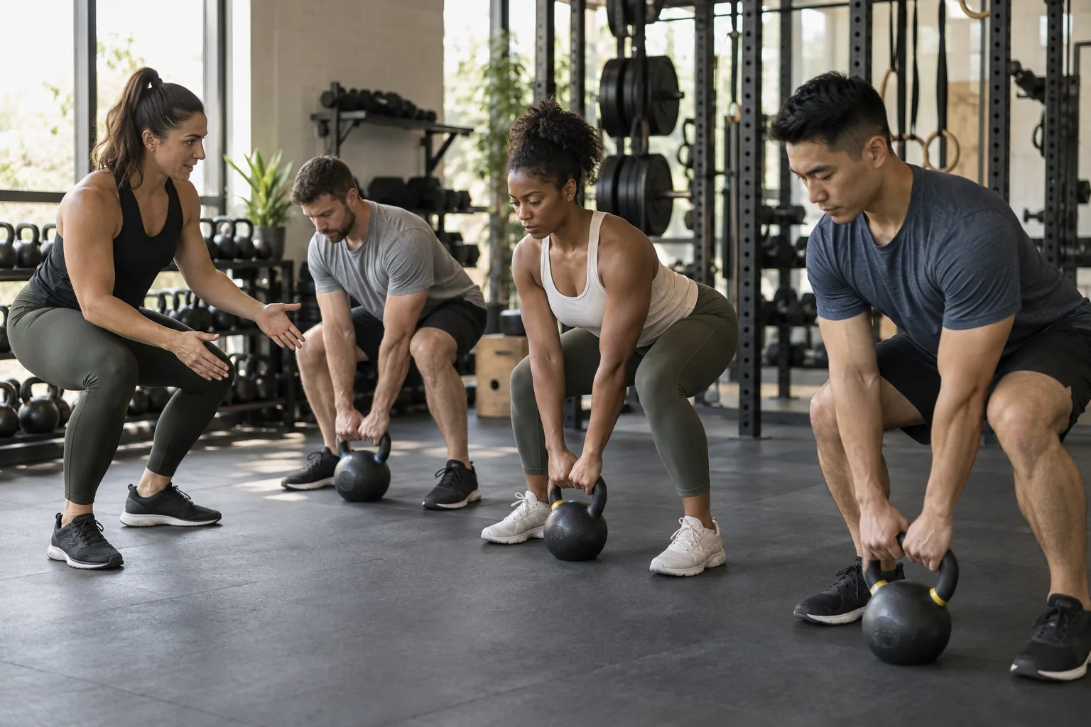 Small-group kettlebell strength training